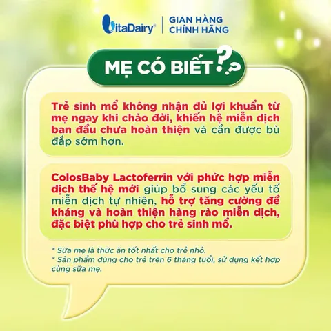 Sữa Bột Colosbaby Lactoferrin Lon 800g - Tăng Cường Đề Kháng - Cho Bé Sinh Mổ