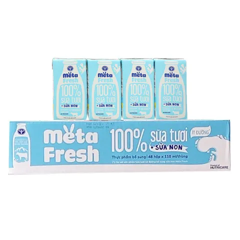Thùng 48 Hộp Sữa Tươi Chứa Sữa Non Nutricare Meta FRESH Lợi Khuẩn 110ml/180ml