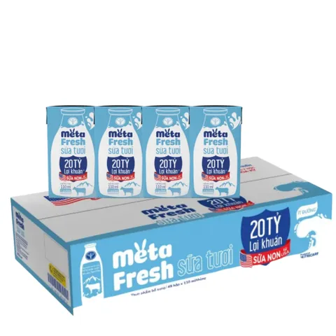 Thùng 48 Hộp Sữa Tươi Chứa Sữa Non Nutricare Meta FRESH Lợi Khuẩn 110ml/180ml