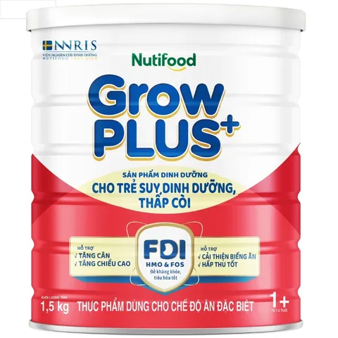 [Lon Lớn 1,5Kg] Sữa Nutifood GrowPLUS+ Đỏ Lon 1+,2+ Hỗ Trợ Tiêu Hóa Tốt, Cho bé thấp còi