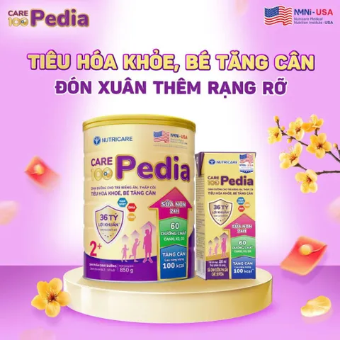 Combo 2 Lon Sữa Bột Nutricare Care 100 Pedia 2+ Lon 850g (Cho bé 2-10 Tuổi)
