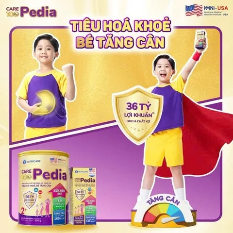 Combo 2 Lon Sữa Bột Nutricare Care 100 Pedia 2+ Lon 850g (Cho bé 2-10 Tuổi)
