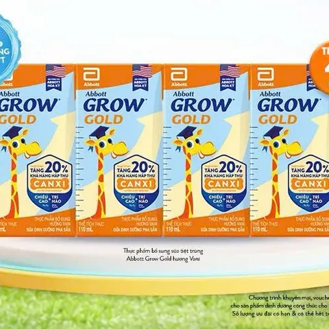 Combo 3 Lốc Sữa Pha Sẵn Abbott Grow 110ml Vani (12 Hộp)