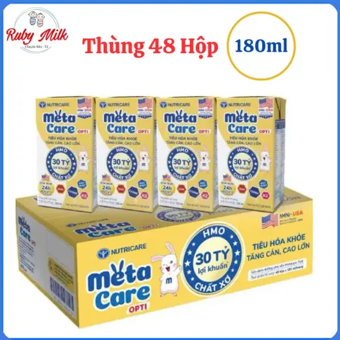Thùng 48 Hộp Sữa Bột Pha Sẵn Nutricare Metacare Opti Vàng 180ml