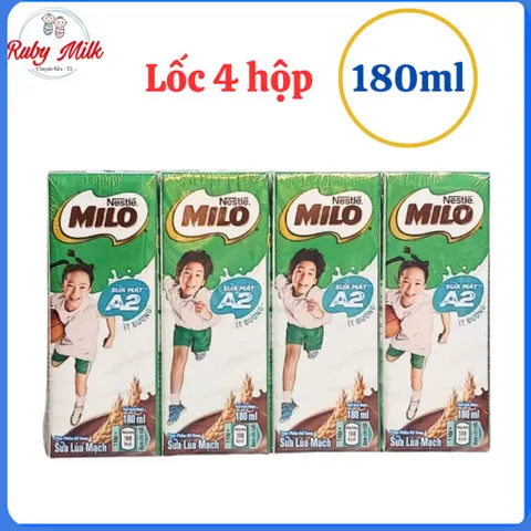 Lốc 4 Hộp Sữa Lúa Mạch Milo A2 180ml