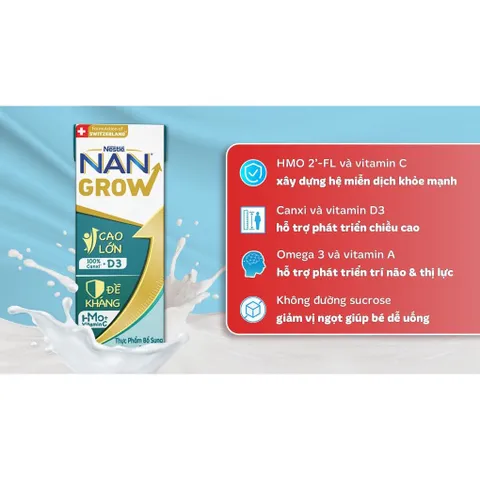 Lốc 4 hộp sữa pha sẵn Nestlé Nan Grow 180ml (từ 1 tuổi)