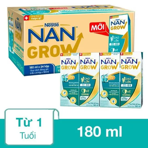 Lốc 4 hộp sữa pha sẵn Nestlé Nan Grow 180ml (từ 1 tuổi)