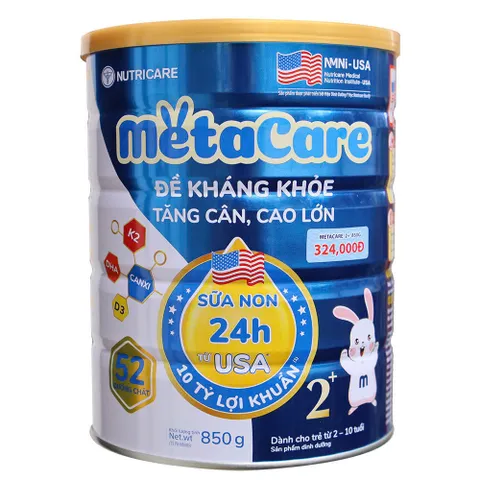 Sữa Bột Nutricare MetaCare 2+ Lon 850G - Đề Kháng Khỏe, Tăng Cân Cao Lớn