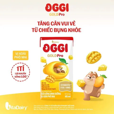 [THÙNG 24 HỘP] Sữa dinh dưỡng pha sẵn OGGI GOLD PRO VitaDairy 110ml (Dâu/Dưa/Xoài/Hạnh Nhân)