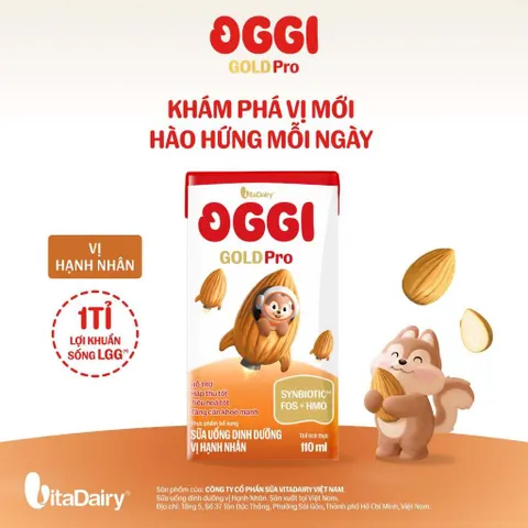 [THÙNG 24 HỘP] Sữa dinh dưỡng pha sẵn OGGI GOLD PRO VitaDairy 110ml (Dâu/Dưa/Xoài/Hạnh Nhân)