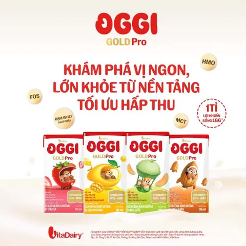 [THÙNG 24 HỘP] Sữa dinh dưỡng pha sẵn OGGI GOLD PRO VitaDairy 110ml (Dâu/Dưa/Xoài/Hạnh Nhân)