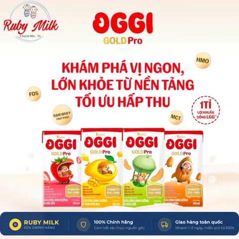 [THÙNG 24 HỘP] Sữa dinh dưỡng pha sẵn OGGI GOLD PRO VitaDairy 110ml (Dâu/Dưa/Xoài/Hạnh Nhân)