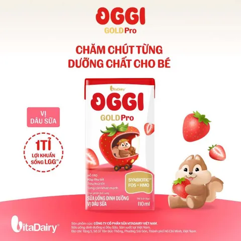 [THÙNG 24 HỘP] Sữa dinh dưỡng pha sẵn OGGI GOLD PRO VitaDairy 110ml (Dâu/Dưa/Xoài/Hạnh Nhân)
