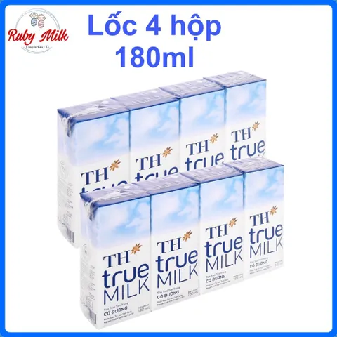 Lốc 4 Hộp Sữa Tươi Tiệt Trùng TH True MILK Hộp 180ml