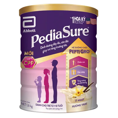 Combo 3 Lon Sữa Bột Pediasure 1,6Kg Hương Vani Ít Ngọt