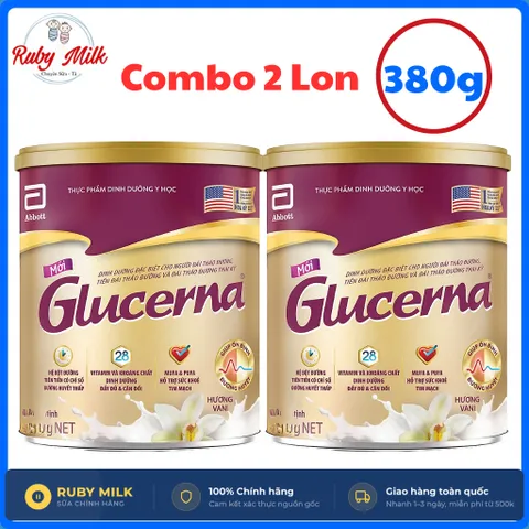 Combo 2 lon Sữa bột dành cho người bị tiểu đường Glucerna Abbott 380g Hương Vani