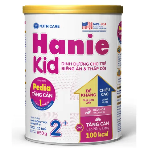 Combo 2 Lon Sữa Bột HANIE KID 2+ Lon 850g Cho Bé 2 -10 Tuổi Sữa Non 24H Cao Năng Lượng Cho Bé Suy Dinh Dưỡng Biếng Ăn Th