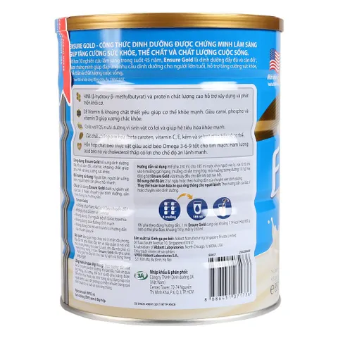 Sữa Bột Ensure Gold Vani Ít Ngọt Lon 800g