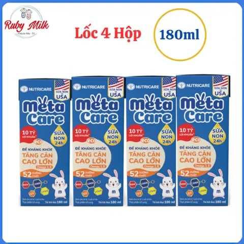 Lốc 4 Hộp Sữa Bột Pha Sẵn Nutricare Metacare Eco Xanh 180ml