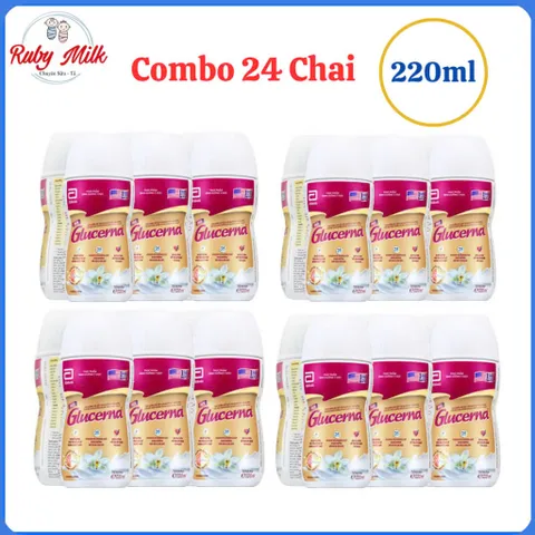Combo 24 Chai Sữa Bột Pha Sẵn Glucerna 220ml Cho Người Tiểu Đường (Không có thùng)