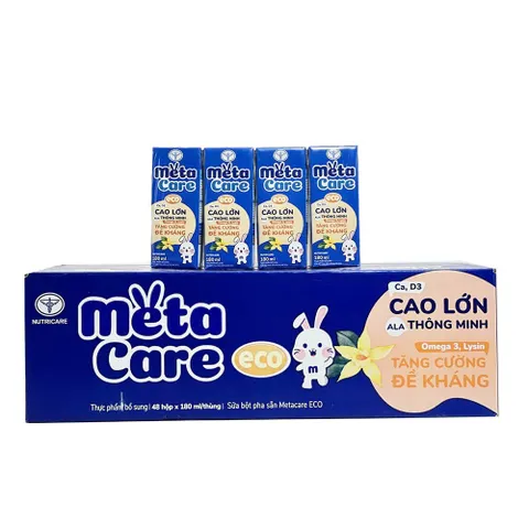 Lốc 4 Hộp Sữa Bột Pha Sẵn Nutricare Metacare Eco Xanh 180ml