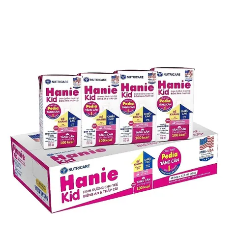 Lốc 4 Hộp Sữa Bột Pha Sẵn Nutricare Hanie Kid 110ml - Cho trẻ biếng ăn và suy dinh dưỡng