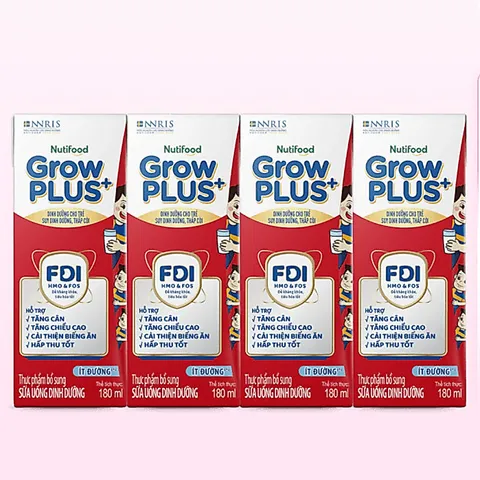 Sữa GrowPLUS+ ít đường 180ml (Lốc 4 hộp)