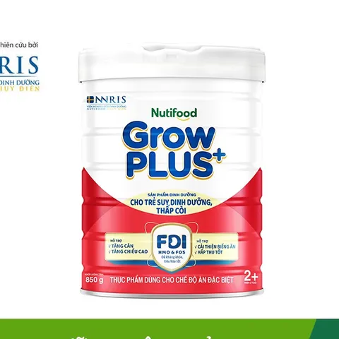 Sữa bột Nutifood GrowPLUS+ Suy Dinh Dưỡng (Đỏ) 2+ - Tăng Cân & Tăng Chiều Cao - Lon 850g