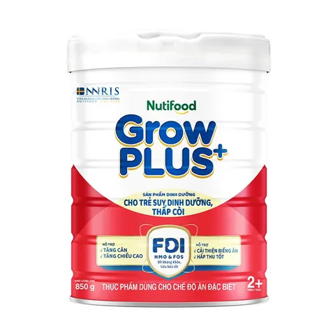 Sữa bột Nutifood GrowPLUS+ Suy Dinh Dưỡng (Đỏ) 2+ - Tăng Cân & Tăng Chiều Cao - Lon 850g