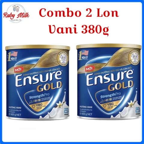 Combo 2 Lon Sữa Bột Ensure Gold Hương Vani Lon 380g