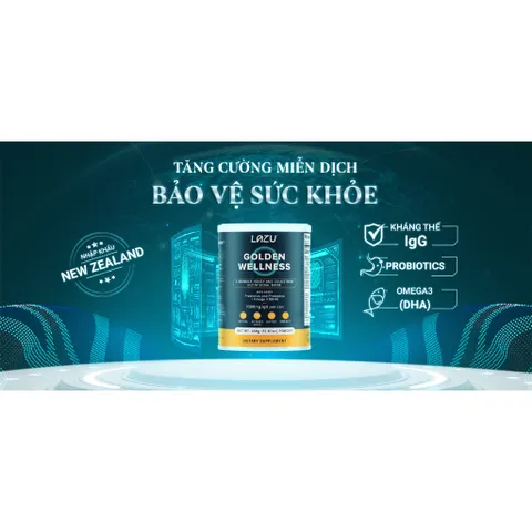 Sữa non kết hợp mật ong Manuka cao cấp LAZU GOLDEN WELLESS nhập khẩu New Zealand hộp 450g