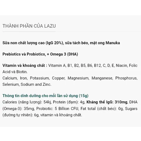 Sữa non kết hợp mật ong Manuka cao cấp LAZU GOLDEN WELLESS nhập khẩu New Zealand hộp 450g