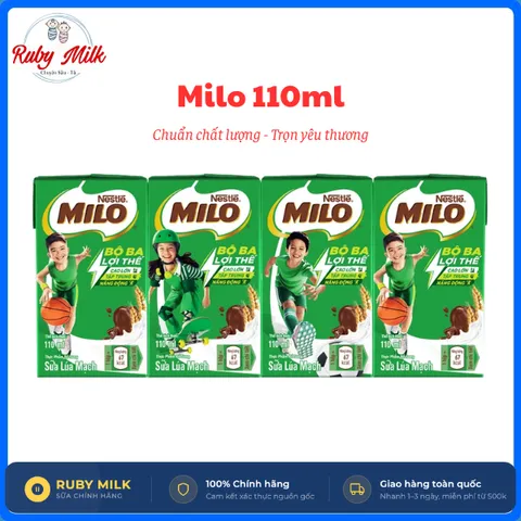 Lốc 4 hộp Sữa Milo Lúa Mạch 110ml