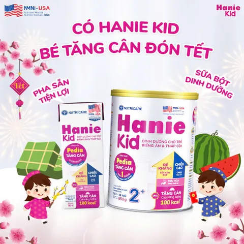 Thùng 48 Hộp Sữa Bột Pha Sẵn Nutricare Hanie Kid 180ml - Cho trẻ biếng ăn & suy dinh dưỡng