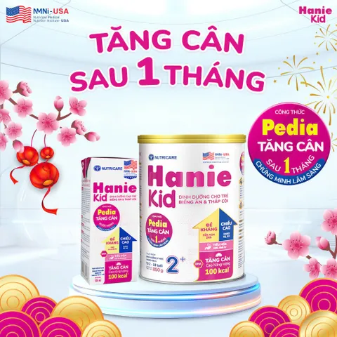 Thùng 48 Hộp Sữa Bột Pha Sẵn Nutricare Hanie Kid 180ml - Cho trẻ biếng ăn & suy dinh dưỡng