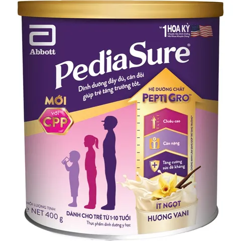 Combo 2 lon Sữa Bột Pediasure 380g Hương vani Ít Ngọt