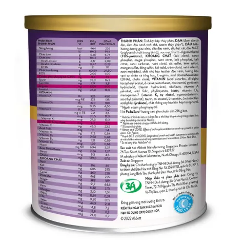 Combo 2 lon Sữa Bột Pediasure 380g Hương vani Ít Ngọt