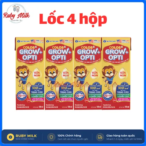 Lốc 4 Hộp Sữa Pha Sẵn Nutricare Colos 24h Grow Plus Opti phát triển toàn diện 110ml/180ml