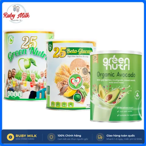 [Nhập khẩu 100%] Sữa Hạt Ngũ Cốc 25 Green Nutri , Avocado Lon 750g Chính Hãng