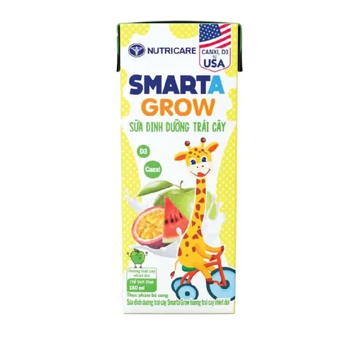 Lốc 4 Hộp Sữa Nutricare Smarta Grow Hương Trái cây Nhiệt Đới 180ml (Mẫu Ngẫu Nhiên)
