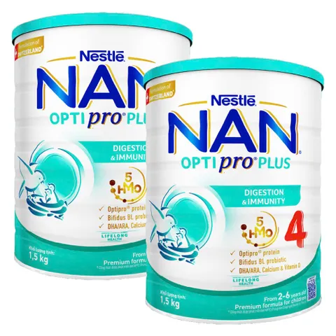Combo 2 Lon  Bột Nan Optipro 4 Lon 1.5 kg Cho bé 2 - 6 tuổi