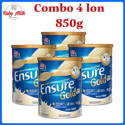 Combo 4 Lon Ensure Gold Hương Vani Lon 800g