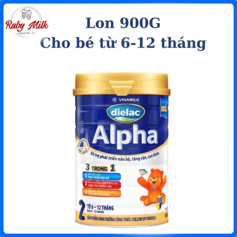 Sữa bột Dielac Alpha 2 Lon 900g (cho bé từ 6 - 12 tháng tuổi)