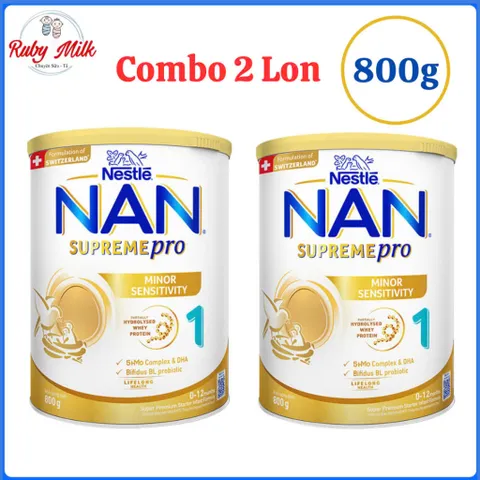Combo 2 Lon Sữa Bột NAN SUPREME PRO số 1 800g (0-12 tháng)