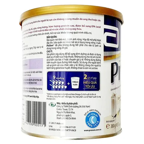 [Combo 2 Lon] Sữa bột Abbott Prosure dành cho người ung thư 380g
