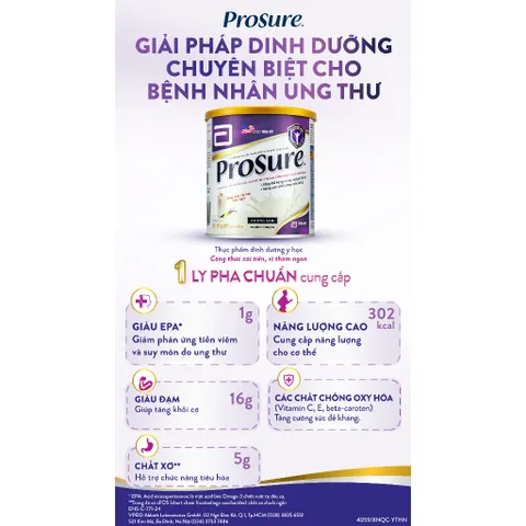[Combo 2 Lon] Sữa bột Abbott Prosure dành cho người ung thư 380g
