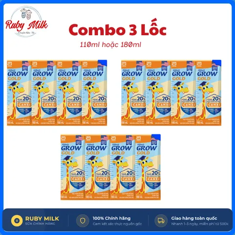 Combo 3 Lốc Abbott Grow 180ml (12 hộp)