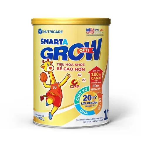 Combo 2 Lon Sữa Bột Smarta Opti 3+ Grow Lon 850g Phát Triển Chiều Cao Cho Bé 3-10 Tuổi