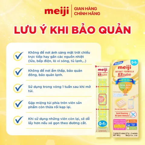 Hộp 4 Thanh Sữa Công Thức Meiji Thanh Infant Formula EZcube - Nhập khẩu chính hãng hộp 4 thanh (108g)