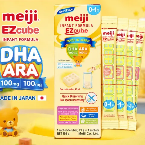 Hộp 4 Thanh Sữa Công Thức Meiji Thanh Infant Formula EZcube - Nhập khẩu chính hãng hộp 4 thanh (108g)